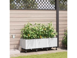 Vidaxl Jardineira Com Irrigação E Rodas 3 Unid. Branco Pp