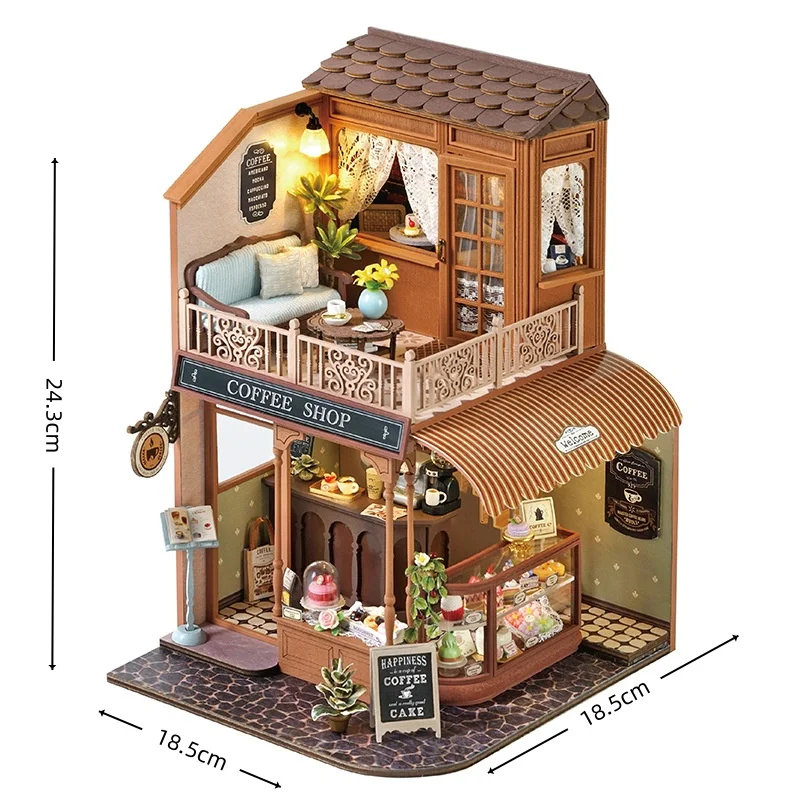 Casa de Madeira 3d para Montar, Conjunto de Mini Quebra cabeça MDUG (estilo 1)