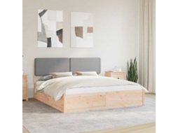 Vidaxl Estrutura De Cama Com Cabeceira Estofada Cinzento-claro