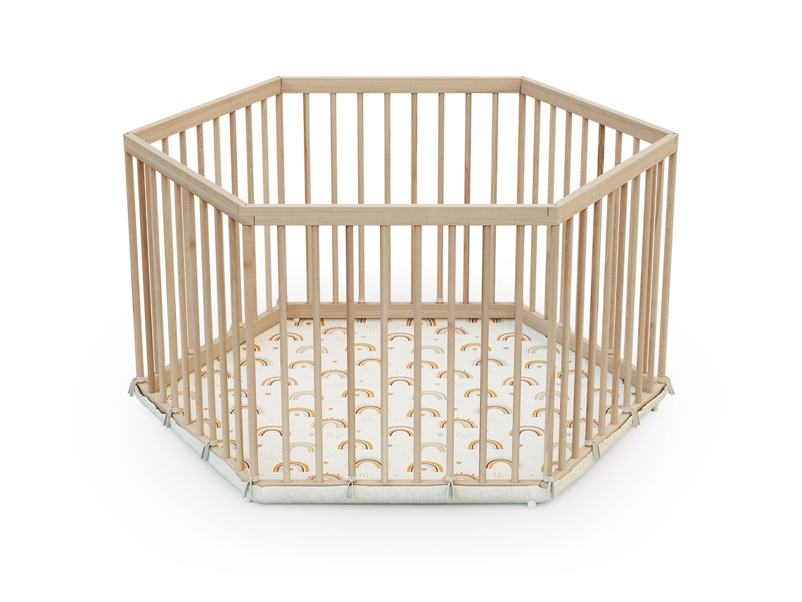 Cercado Hexagonal de Madeira para Bebês WEBABY