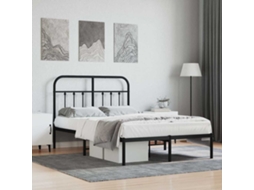 Vidaxl Estrutura De Cama Com Cabeceira 120x200 Cm Metal Preto