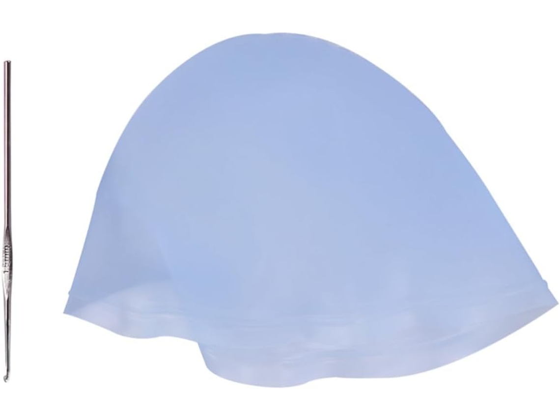 Tucano de cabelo profissional reutilizável em silicone azul para coloração capilar.