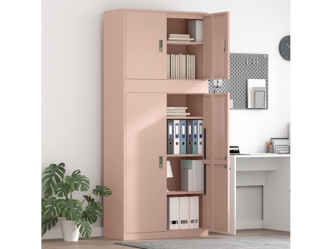 Vidaxl Armário De Arrumação 2 Unid. Rosa 90 X 40 X 210 Cm Aço