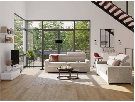 Sofá Cama Vizir LINEA SOFA (Bege - Tecido e Veludo - 196x94x100 cm/Dimensões da cama: 140-159 cm)