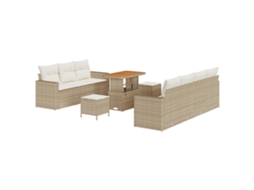 Conjunto 10 Sofá De Jardim Vidaxl Bege Vime Pe (90 X 55 X 71 Cm)
