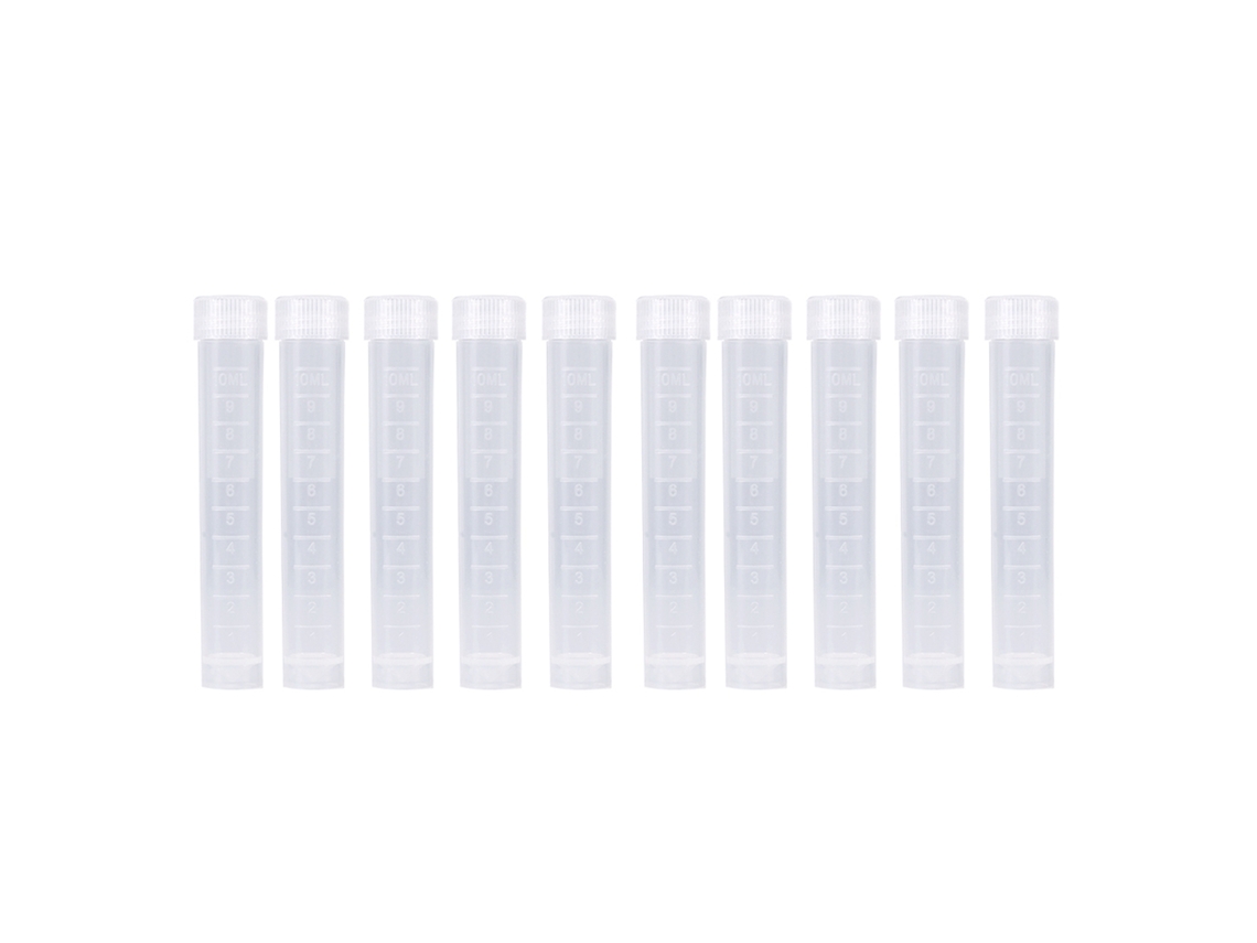 10 Peças De Tubos De Ensaio Plásticos Congelados 10ml Frascos Com Tampa Branca De Rosca Selada Para Laboratório