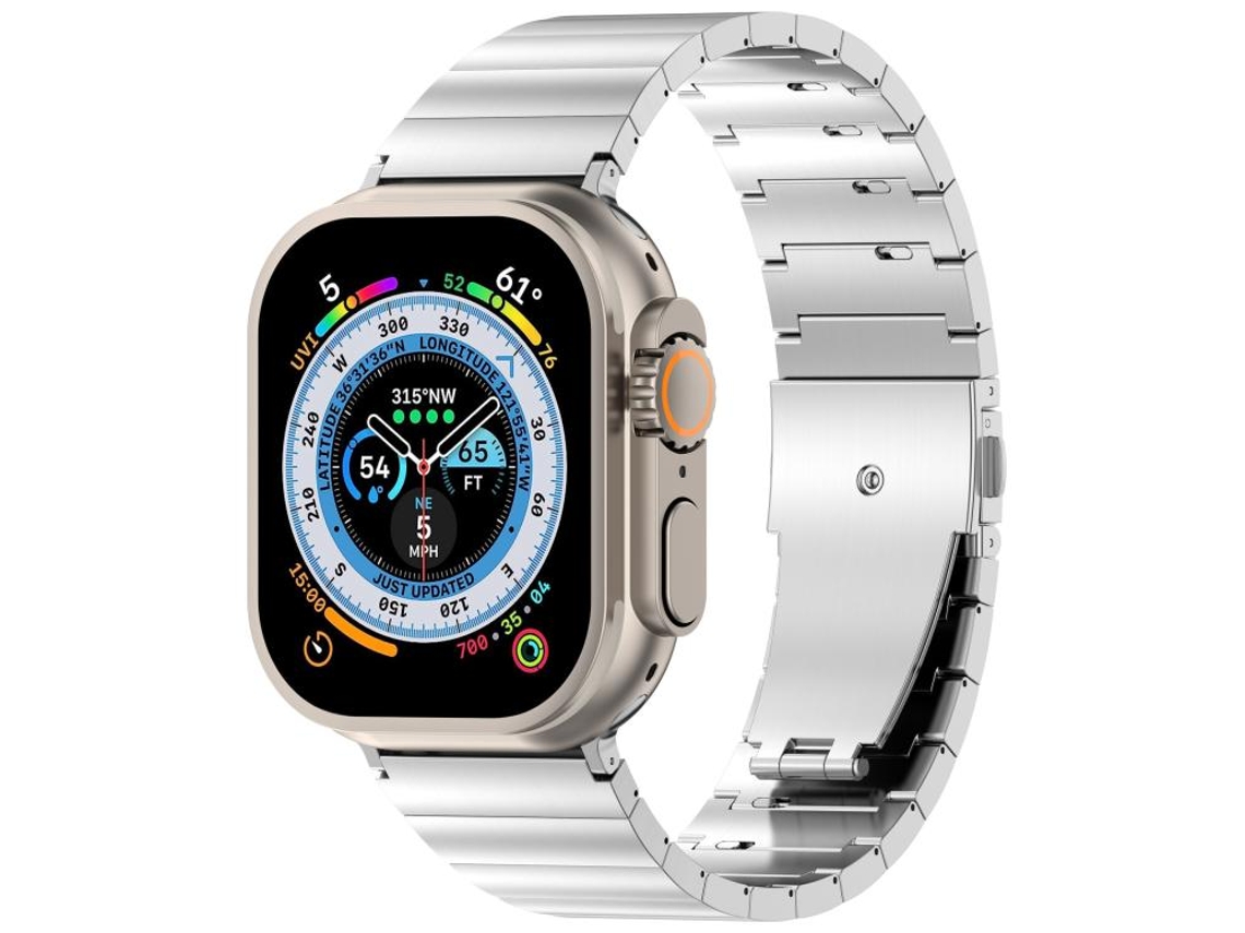 Bracelete para Apple Watch 42/41/40/38mm Liga de Titânio com Fecho Plano de Liberação Rápida Prateada XIAOMOYU