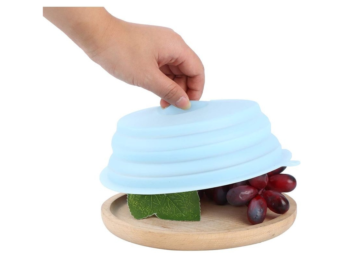 Tampa dobrável de silicone para micro-ondas de 21 cm (8,3 polegadas) com orifício para segurar. Marca