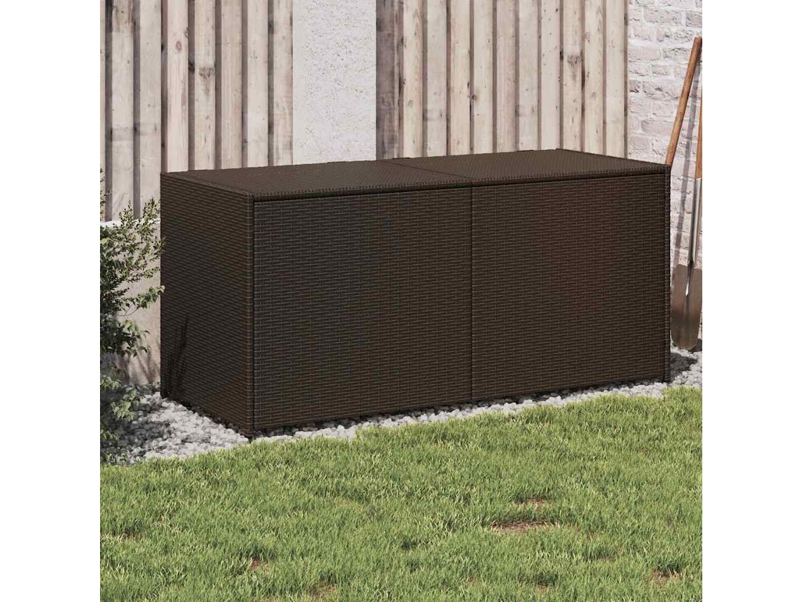 Vidaxl Caixa De Arrumação Para Jardim 283l Vime Pe Castanho