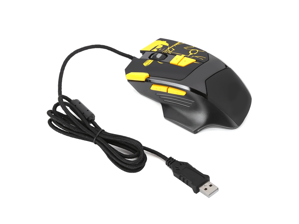 Mouse Gamer Wired Esports LAXISCREED (interface Usb Óptica, Amarelo com Som de Clique)