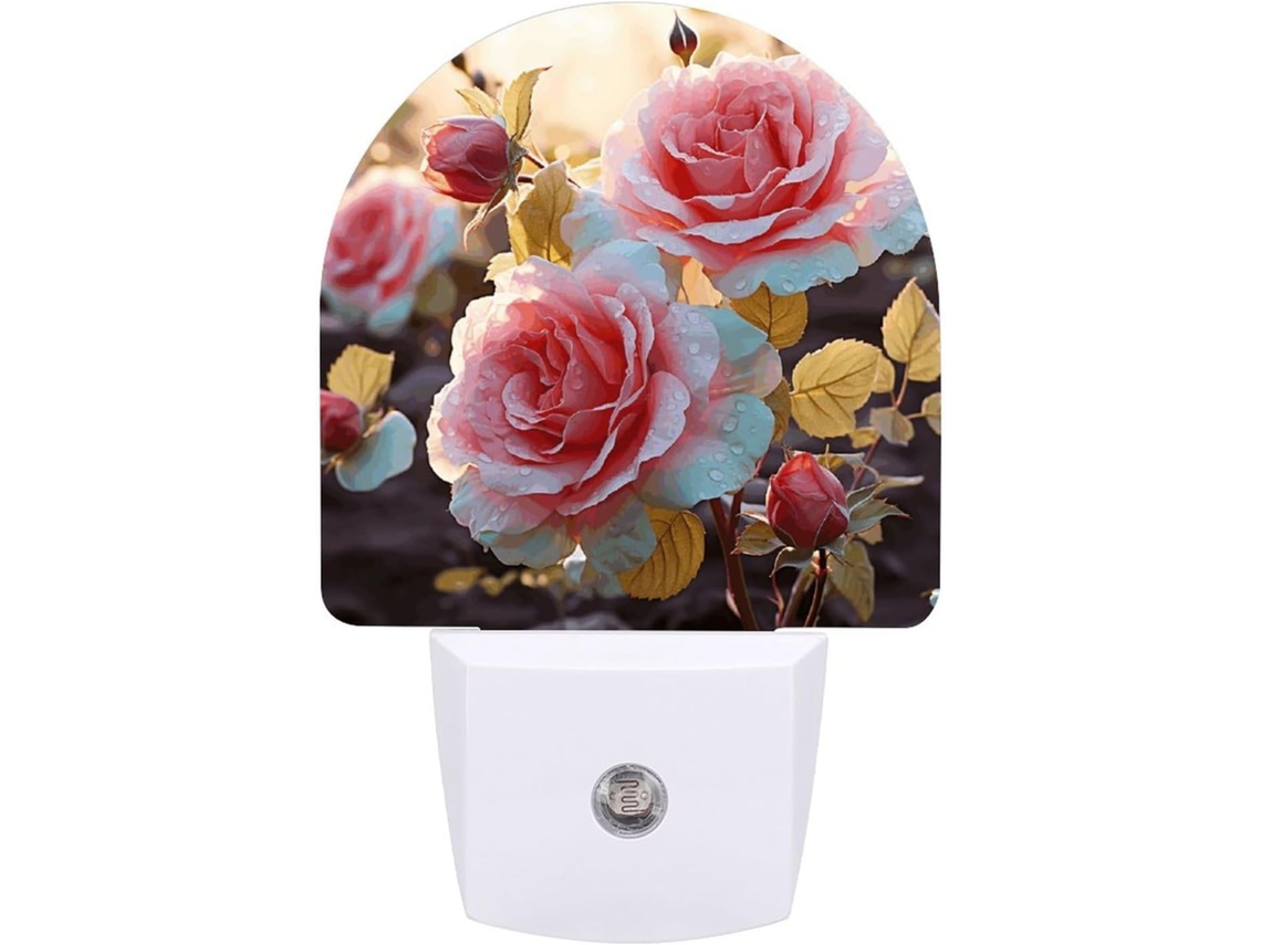 Luminária Led Quarto, Banheiro, Corredor, Luz Noturna, Design De Flores Silvestres Com Estampa Rosas, Com Sensor