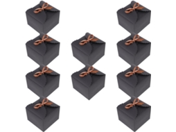 Jojofuny 10-caixas Portáteis De Papel Preto E Poliéster Para Bolos Com Fita, Ideais Para Embalar Sobremesas Delicadas E