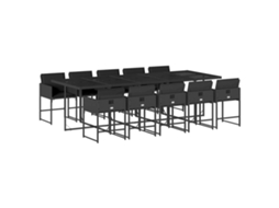Conjunto de 11 Jantar para Jardim com Almofadões Vime Pe Preto MAISON EXCLUSIVE