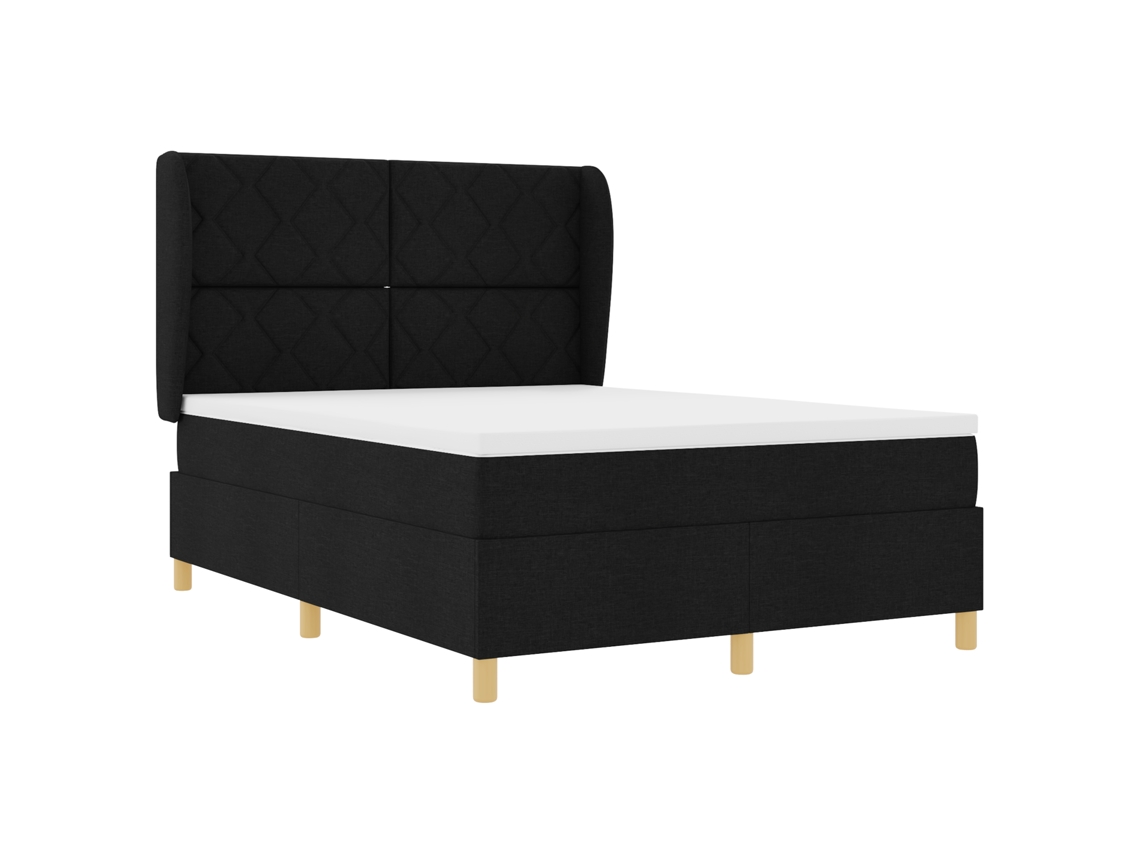 Colchão De Cama Com Molas Pocket E Capa Com Zíper Vidaxl Preto Tecido (140x200 Cm)