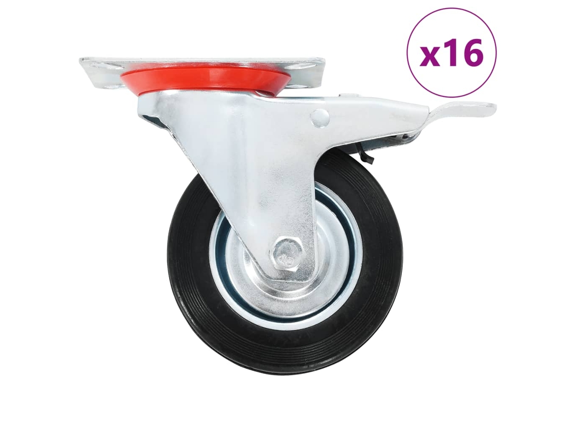 Vidaxl 16 Pcs Rodas Giratórias 100 Mm