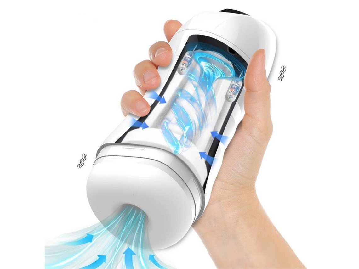 Masturbador Automático de Vibração Masculina Máquina de Chupar Boquetes Copo de Masturbação Branco