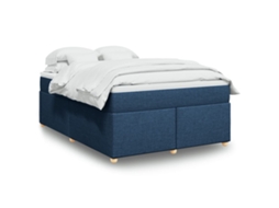 Vidaxl Cama Com Molas/colchão 140x200 Cm Tecido Azul