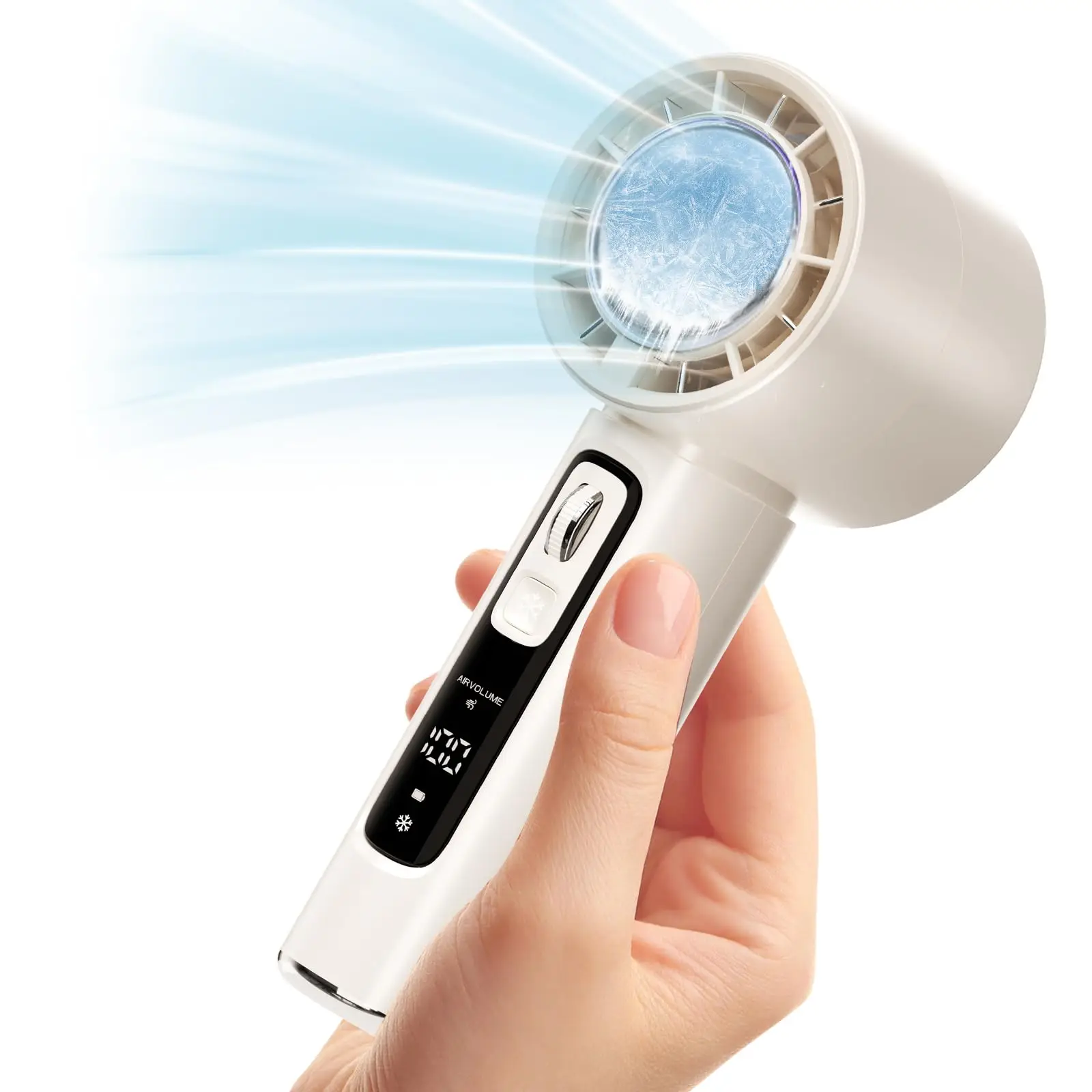 Mini Ventilador Portátil com Visor Led, Resfriamento por Semicondutor e Carregamento Usb. MDUG (branco)