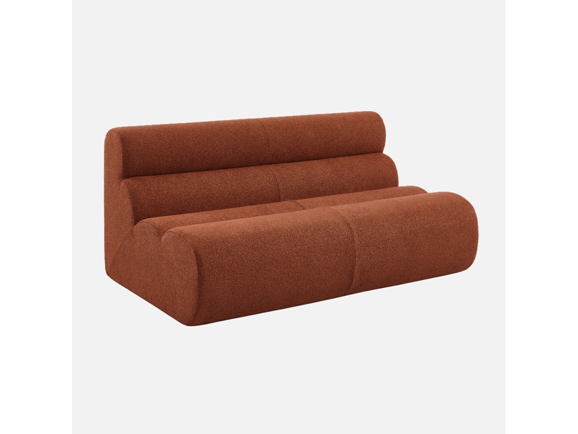 Sofá Modular Em Tecido Bouclé, 2 Lugares, Terracota