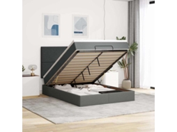 Vidaxl Estrutura De Cama Otomana Com Colchão 140x190cm Cinzento Escuro