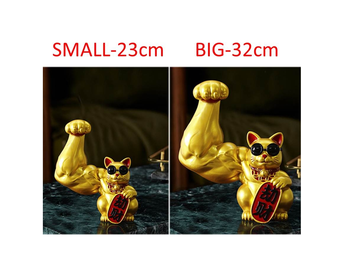 Gato da Sorte Musculo Branco 23cm Sem Caixa Presente