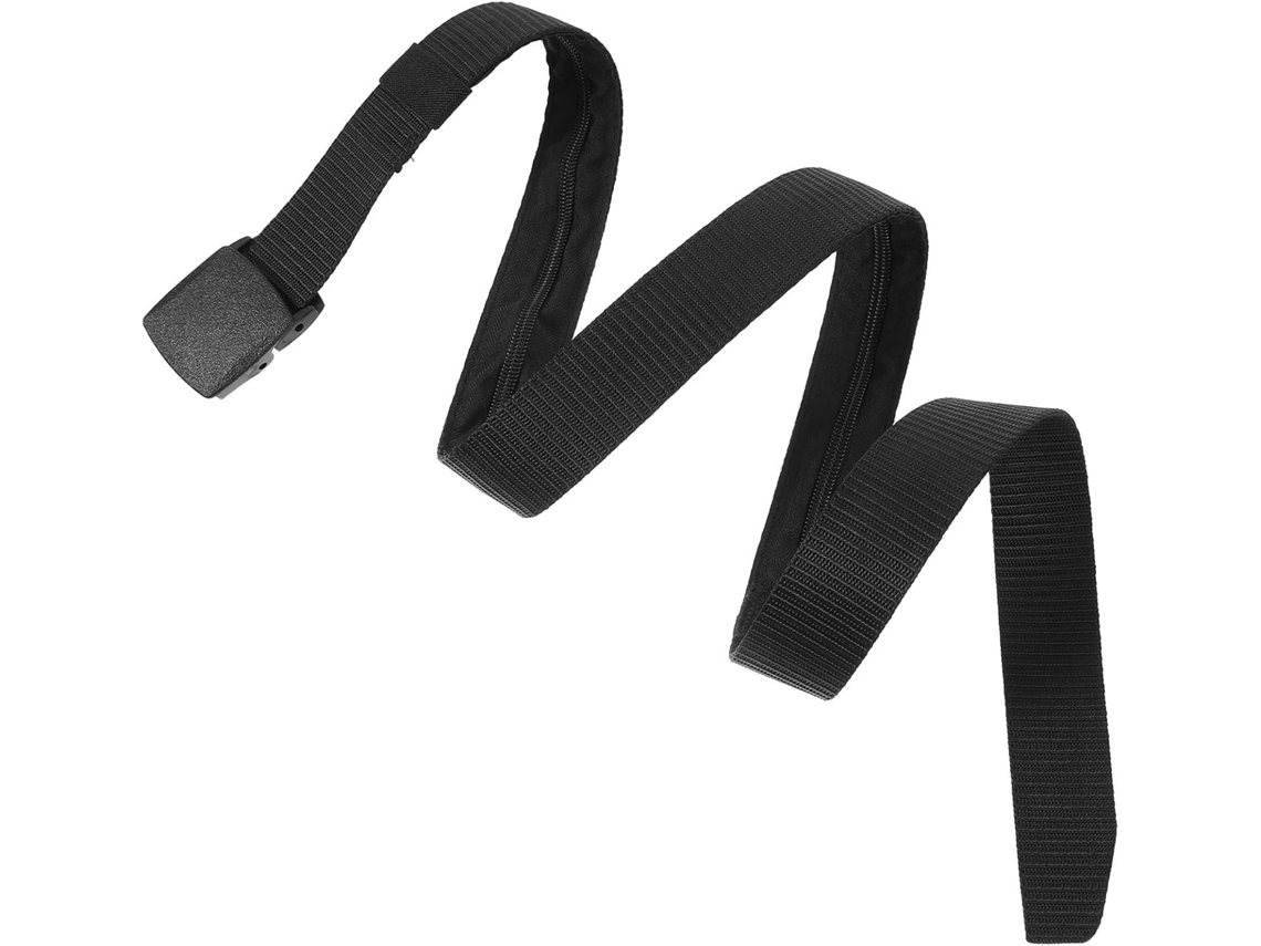 Cinto Secreto Para Prata Em Nylon Preto, Com Compartimento Integrado