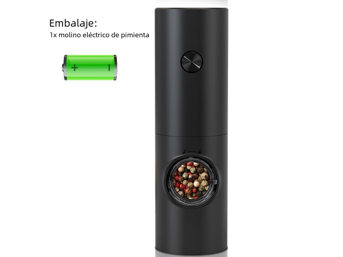 Moedor Elétrico Automático De Pimenta E Sal, Material Plástico, Luz Led Ajustável Brilvibera