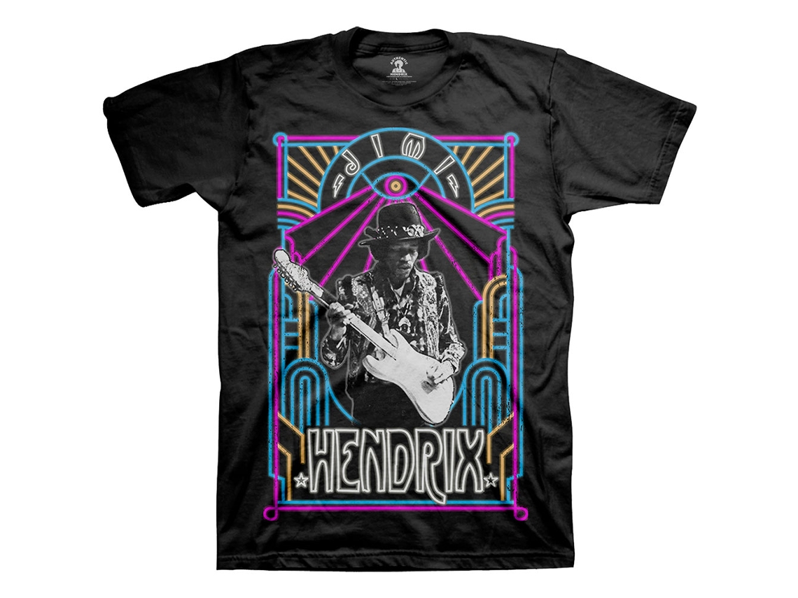 T-Shirt ROCK OFF Jimi Hendrix - Electric Ladyland Neon Preto (Tamanho: L)