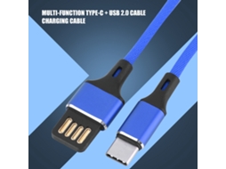 Cabo de Dados Type C em tecido, azul, com conector reversível, 2 peças