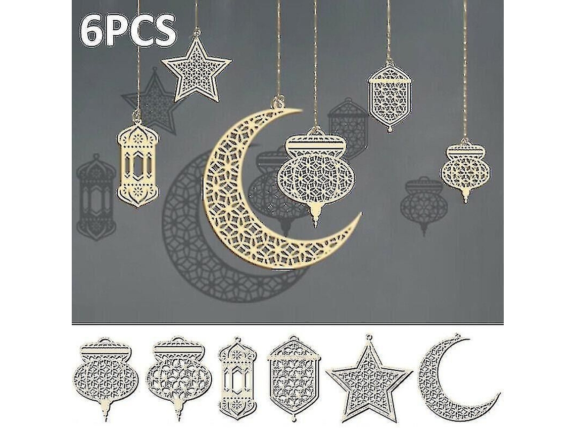 Fasst 6 Peças Lanterna de Ramadã Eid Mubarak Adorno Islâmico Decoração Suspensa para Festa Muçulmana