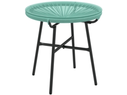 Mesa de centro redonda ZENCORE SERVICES em resina, acabamento metálico, Ø50x50 cm
