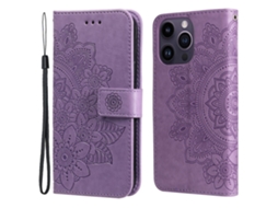 Capa Padrão Flores Para Iphone 15 Pro Pele Sintética Multicor