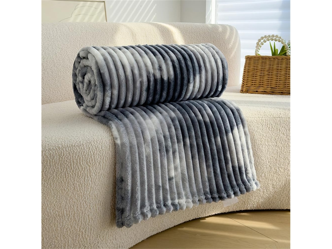 Manta de Flanela Fansu com Estampa Tie dye Felpuda Listrada para Cama Ou Sofá Fofa Quente Macia e Grossa Todas