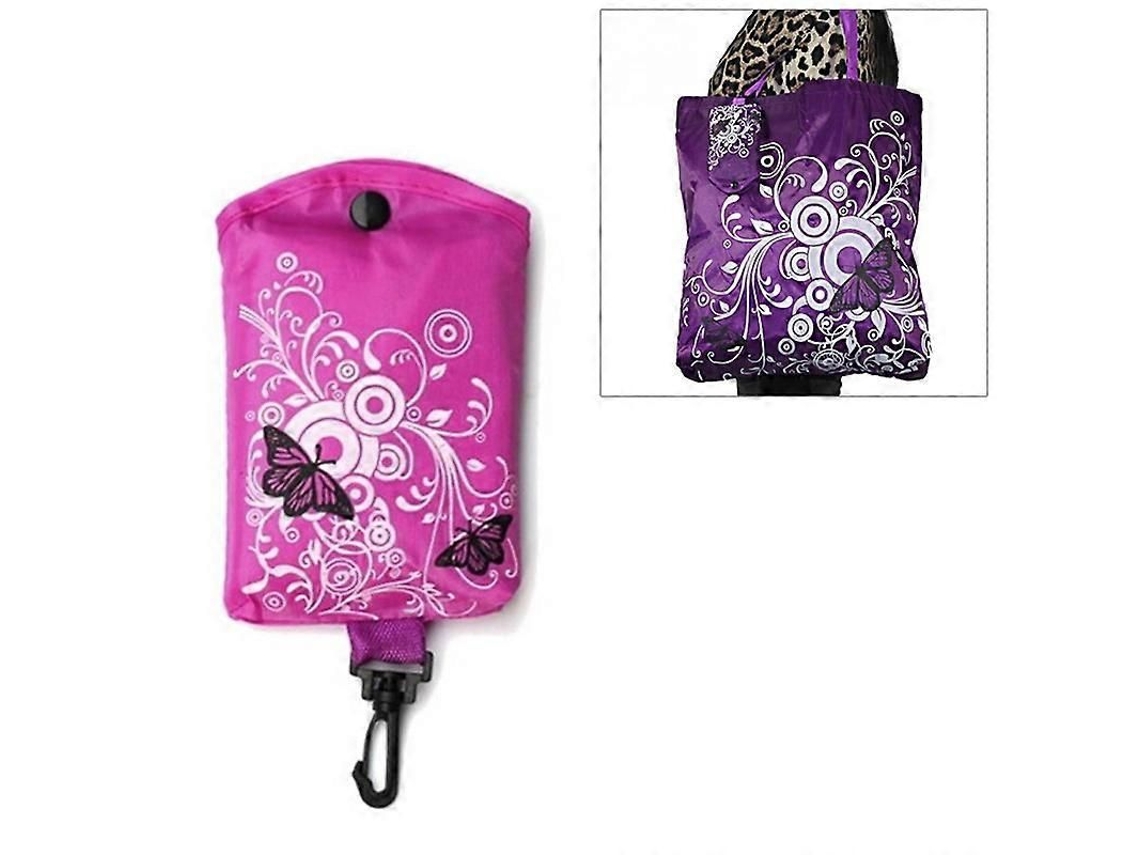 Saco de Compras Dobrável Flor de Borboleta Tecido Oxford Bolsa de Ombro Sacola Reutilizável GOKOCO
