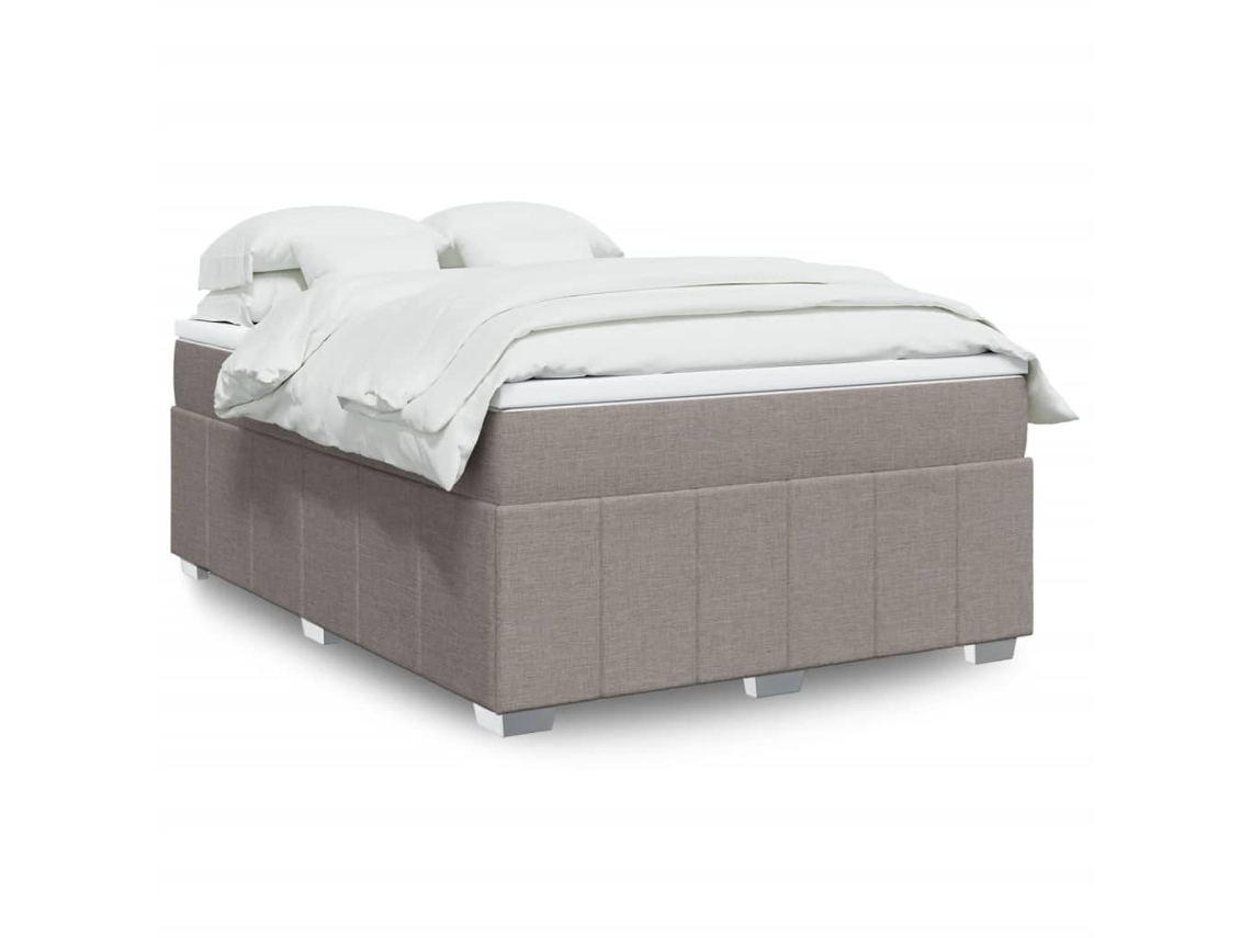 Vidaxl Cama Com Molas/colchão 160x200 Cm Tecido Castanho-acinzentado