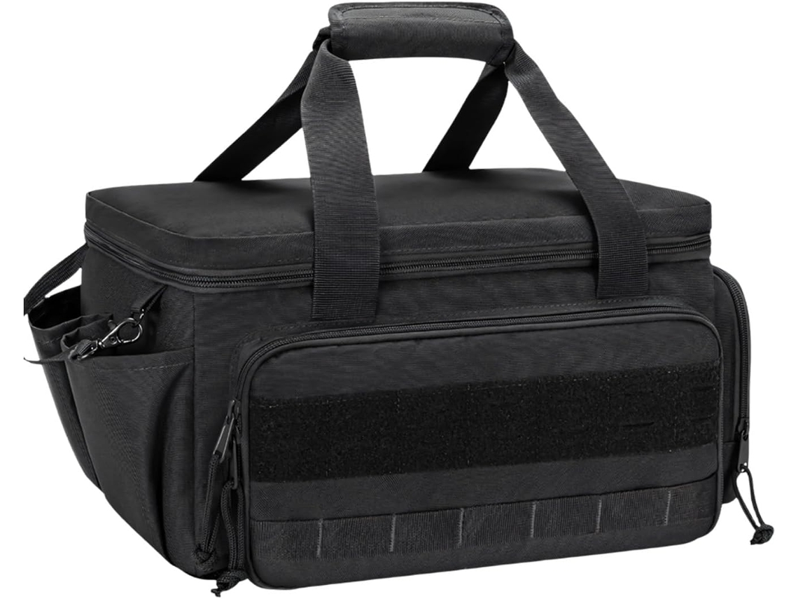 Bolsa para ferramentas com vários compartimentos, acolchoamento espesso e exterior impermeável para projetos de escritório.
