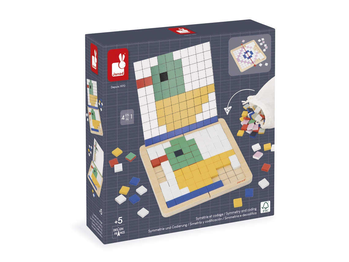 Brinquedo Educativo Janod Mosaico, Simetria E Codificação Jogo De Madeira