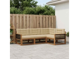 Vidaxl Conjunto De Sofás Para Exterior 4 Unid. Natural E Bege