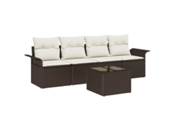 Conjunto 5 Conjunto De Sofá De Jardim Vidaxl Castanho Vime Pe (55 X 55 X 37 Cm)