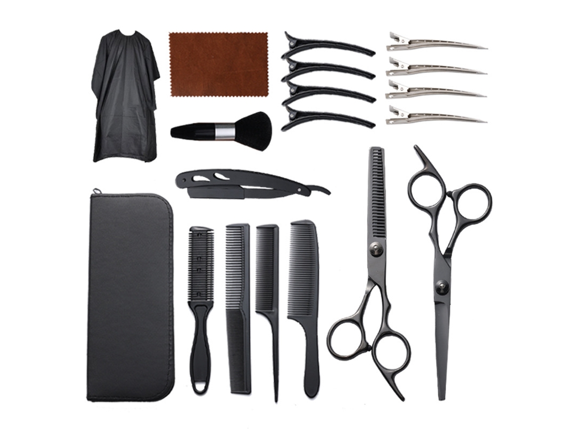 Kit De Tesoura De Corte Cabelo, 19pcs Para Uso Em Salão De Beleza E Em Casa (preto) Cuich