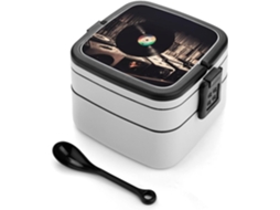 Lancheira Bento De 1 Litro, À Prova De Vazamentos, Com Camada Dupla E Colher Design Inspirado Em Discos De Vinil, Ideal