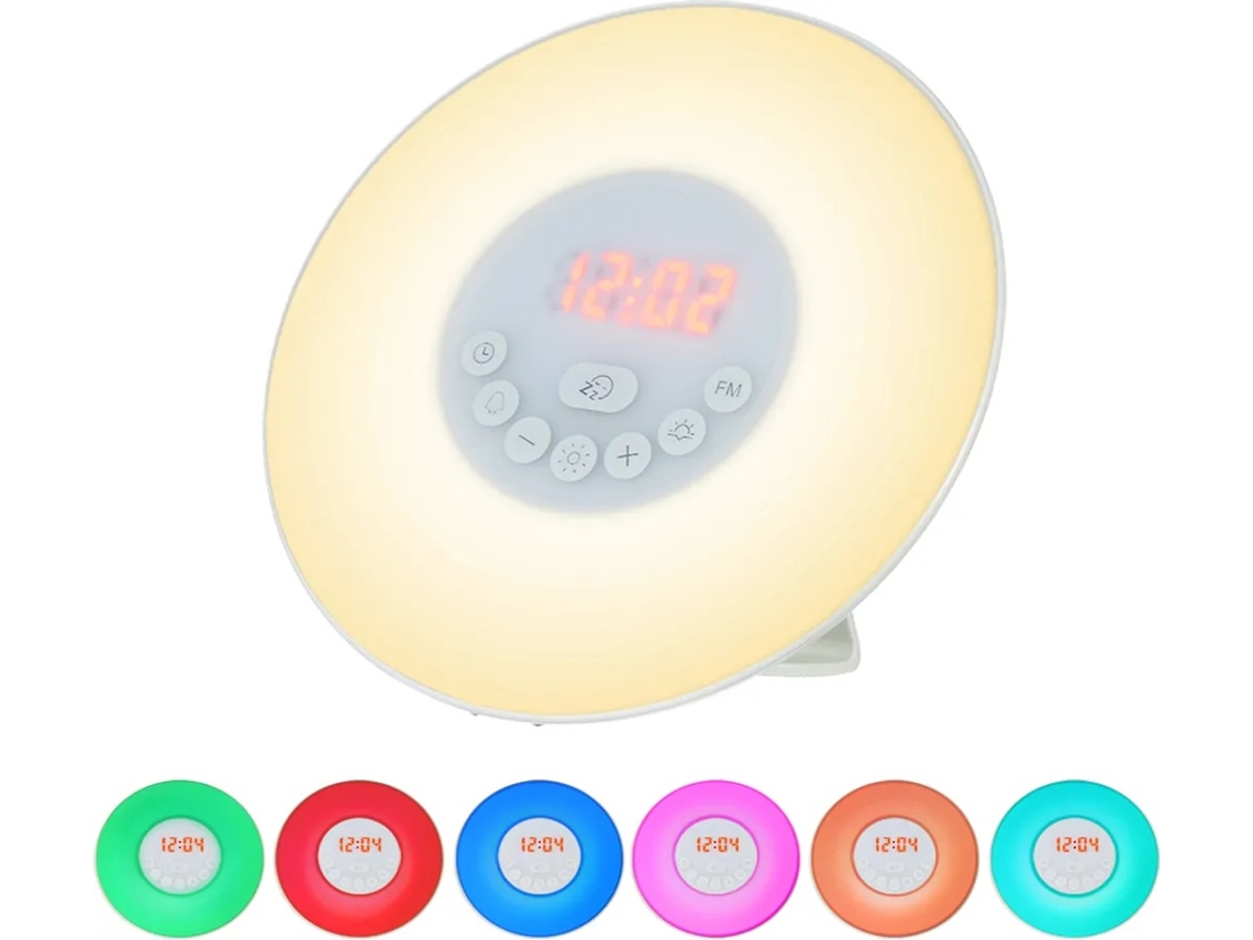 Lurelia Despertador Com Simulação De Nascer/pôr Do Sol, Relógio Digital Com Rádio Fm, 7 Cores, Luz, Sons Naturais E Função Soneca