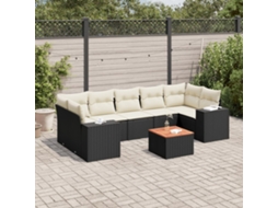 Vidaxl 8 Pcs Conjunto Sofás De Jardim Com Almofadões Vime Pe Preto