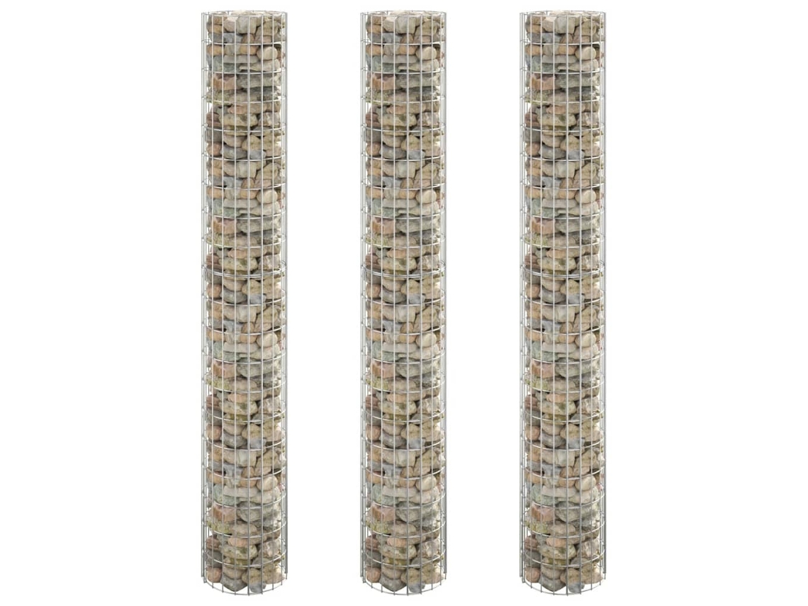 Vidaxl Canteiro Elevado/cesto Gabião Circular 3pcs Ø30x200cm Aço Galv.