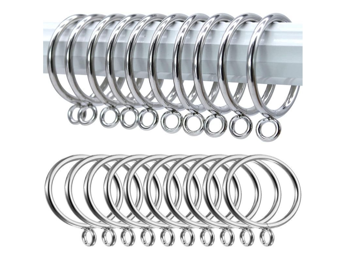 Anéis de Cortina de Metal NOVA LINE prata 38mm, para cortinas, ducha e janelas 20 unidades