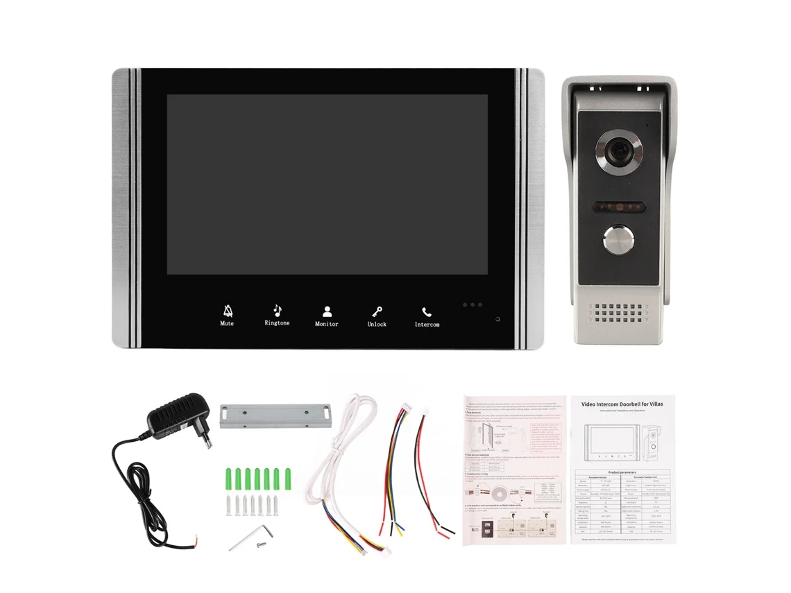Campainha de Vídeo Hd 100 a 240v com Visão Noturna, Áudio Bidirecional, Colorida, À Prova de Intempéries Ip55, para Segurança Residencial. Bril wer