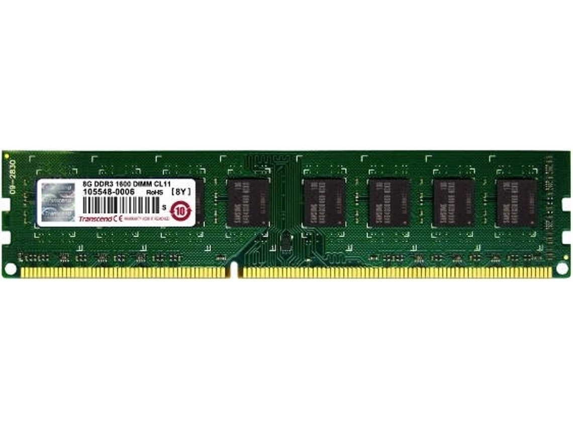 Memória RAM DDR3 TRANSCEND TS1GLK72V6H (1 x 8 GB - 1600 MHz - CL 11)