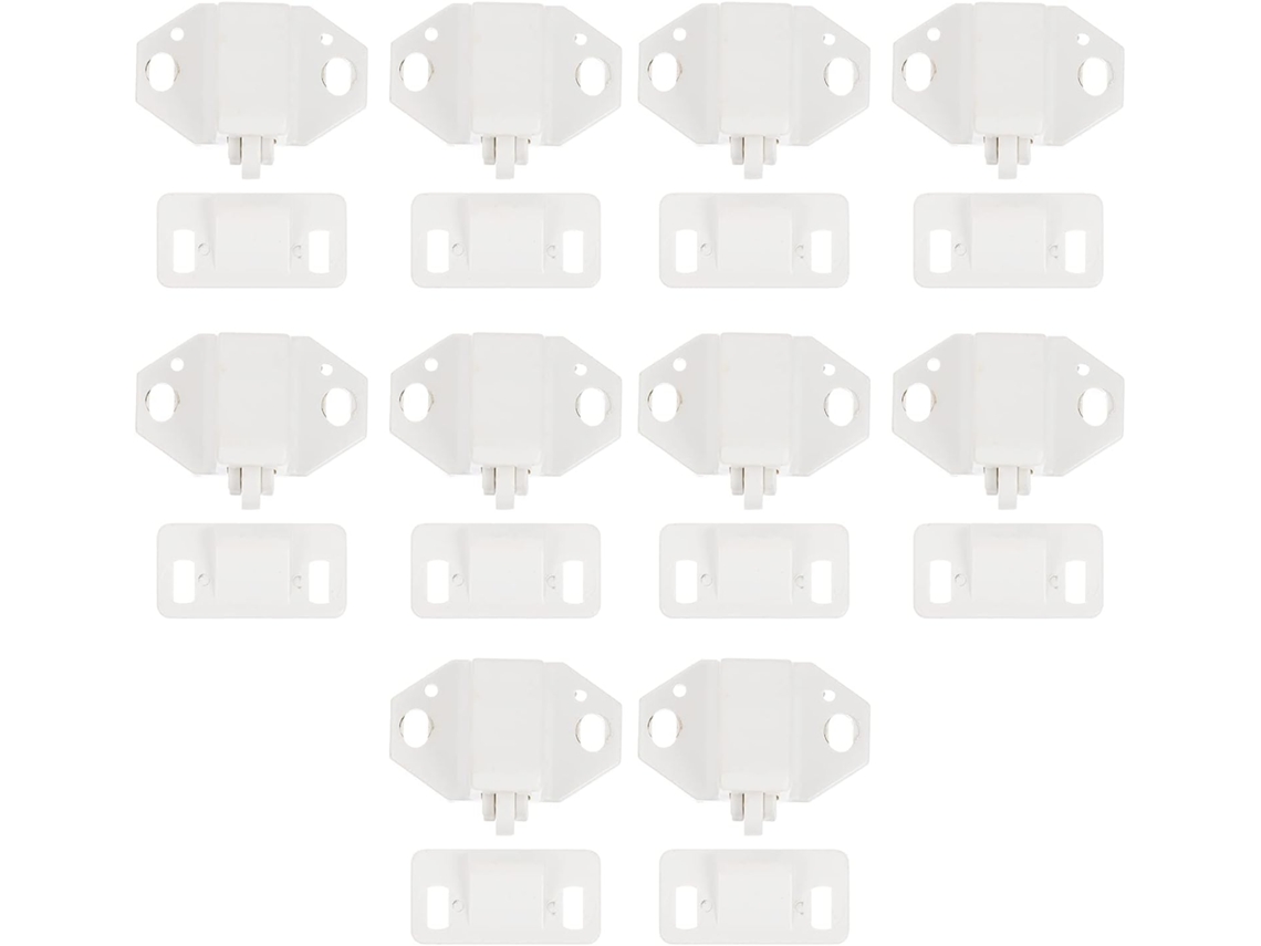 Conjunto De 10 Fechos Plástico Para Portas Madeira, Com Textura Firme E Cor Branca, Ideais Para Portas De Armários E