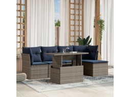 Vidaxl Conjunto De Sofá De Jardim Com 6 Peças E Almofadas Em Rattan Sintético Cinza