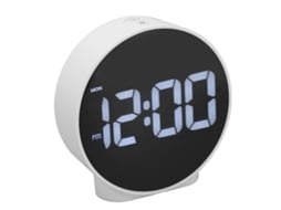 Relógio despertador digital LED multifuncional de 4 polegadas com 3 níveis de brilho, visualização 12/24 horas, bivolt, branco | S/MARCA